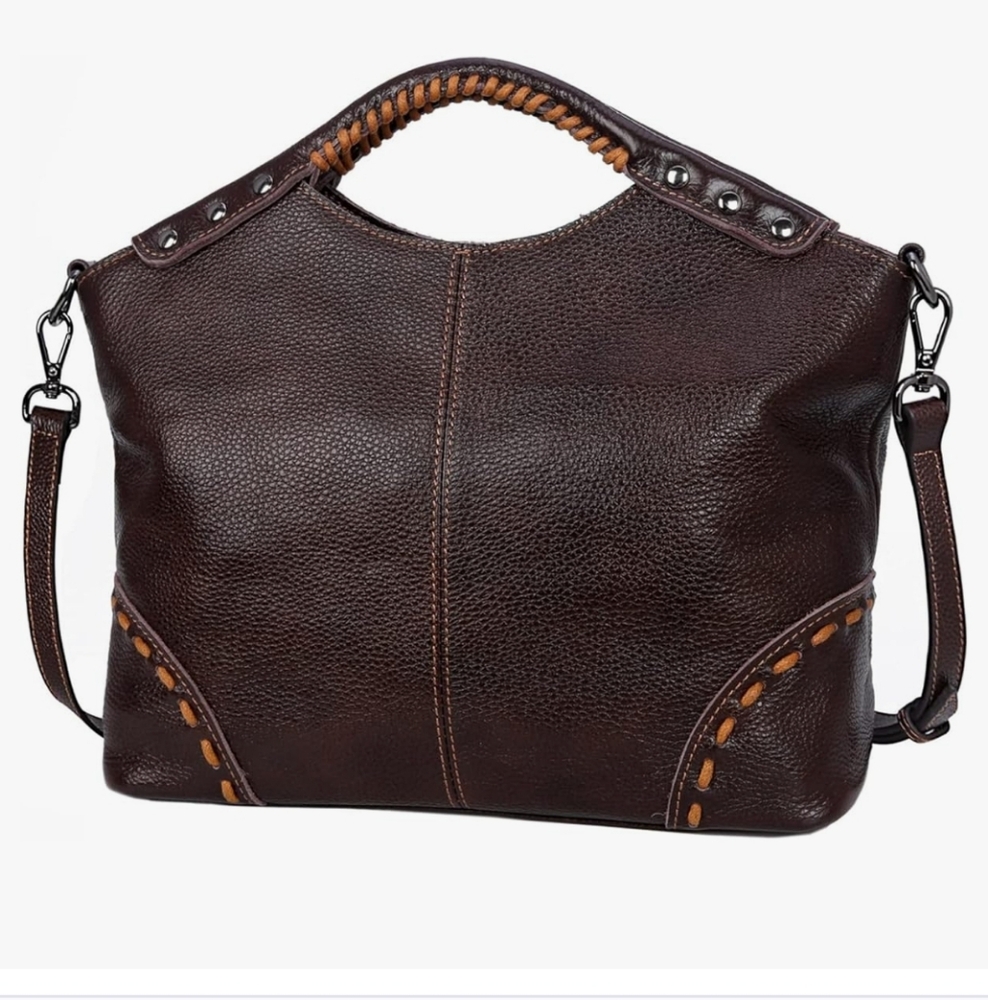 HESHE Leather Top Handle Satchel Crossbody Tote Bag